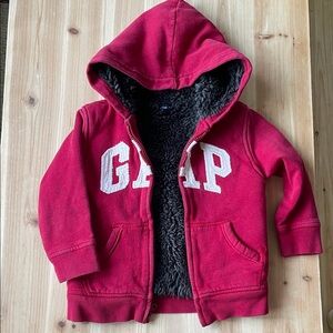 GAP Kids Cozy Red Hoodie with Sherpa Lining